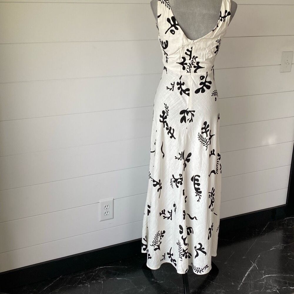 PAPER HEART Linen Blend Black Leaf Print White Maxi Dress Size M 
NWT/002 - Picture 9 of 15
